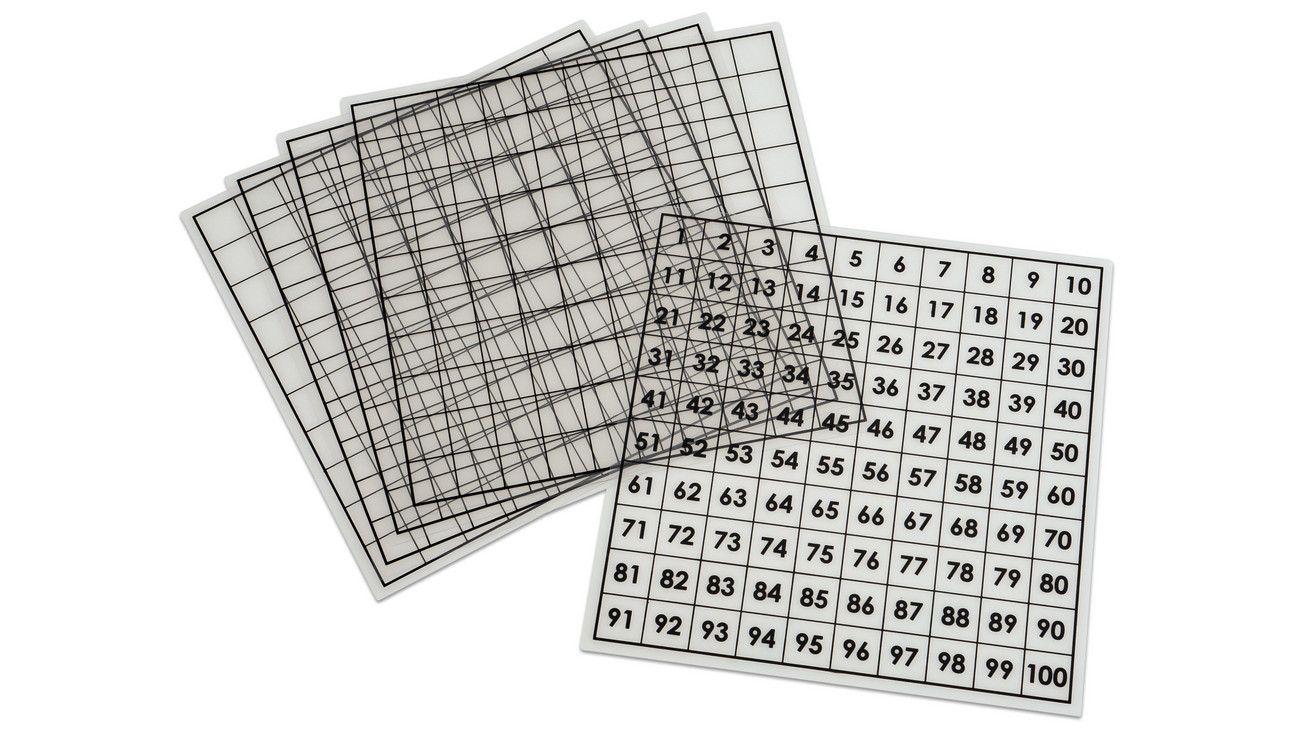 Hunderterfeld Schule Mathe transparent Betzold 5 Stück Hundertertafeln 