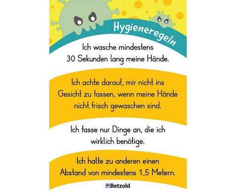 Betzold Plakat Hygieneregeln DIN A2 5 Stueck
