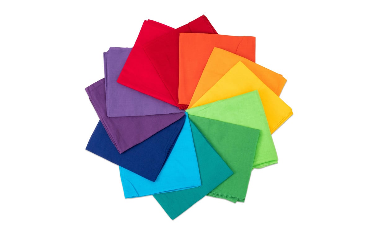 Spieltücher Regenbogen, 80 x 80 cm, 12er-Set in 12 Farben