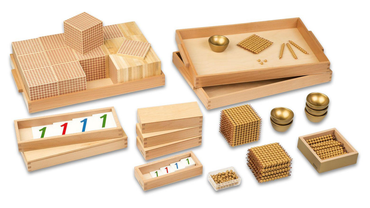 NEU Montessori Komplettsatz Goldenes Perlenmaterial Spielzeug Lernspielzeug 