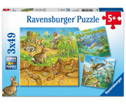 Ravensburger Puzzle Tiere in ihren Lebensräumen 3er Set 1
