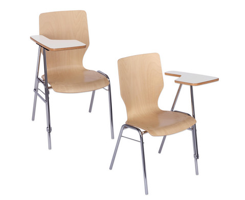Stuhl mit klappbarer Schreibflaeche aus Holz