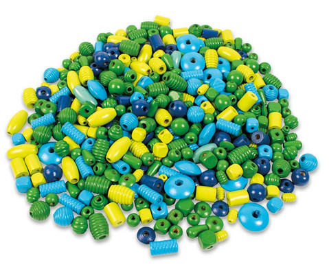 Holzperlen-Mix blau-gruen ca 450 Perlen