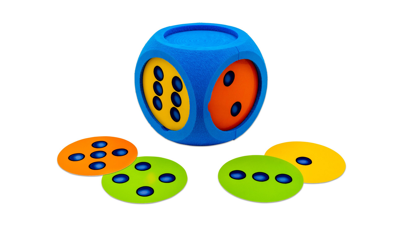 Betzold Lernspielzeug Schaumstoff-Würfel 3 Augenwürfel rot blau