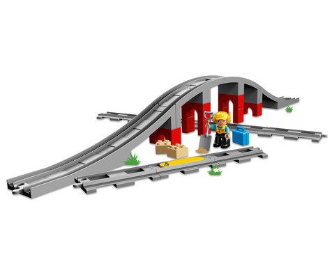LEGO DUPLO Eisenbahnbruecke und Schienen