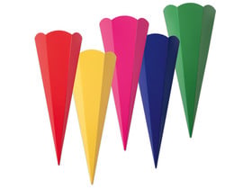 folia Schultüten-Rohlinge, für Geschwister, bunt, 10er-Set, 5 Farben