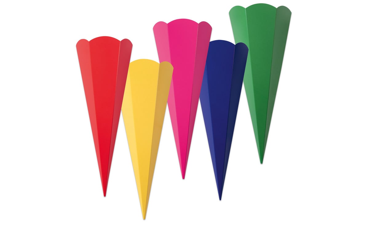 folia Schultüten-Rohlinge, für Geschwister, bunt, 10er-Set, 5 Farben