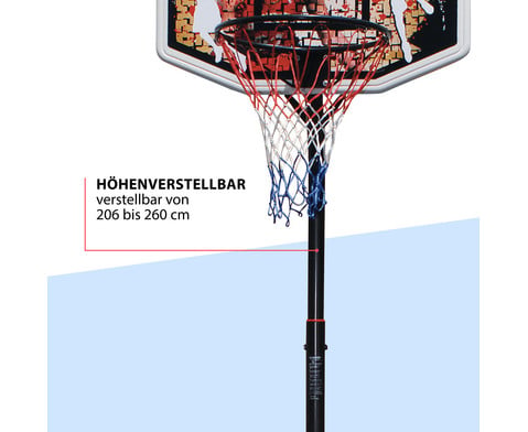 Hudora Chicago – Support Basket Réglable 206-260 Cm, Panneau ABS 90x60 Cm, Pied Lestable, Roulettes