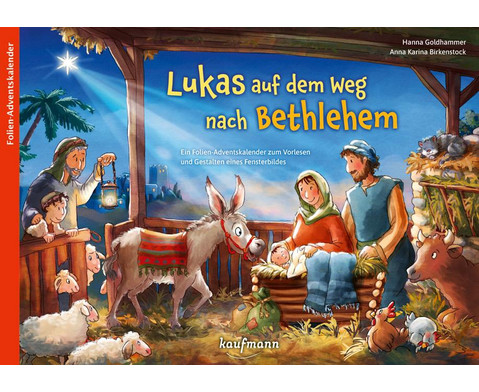 Lukas auf dem Weg nach Bethlehem Adventskalender mit Fensterbild