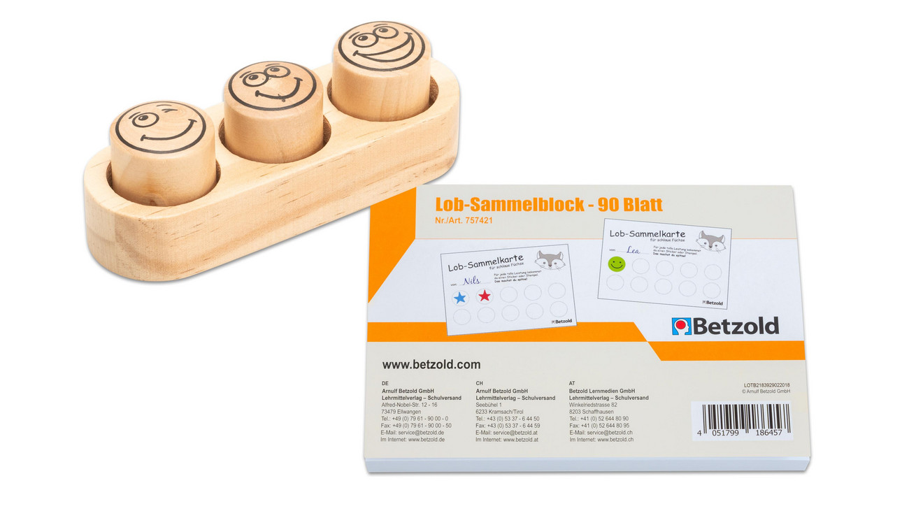 Betzold Belohnungsset „Holzstempel und Lob-Sammelblock“