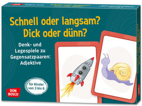 Denk- und Legespiel „Schnell oder langsam? Dick oder dünn?“