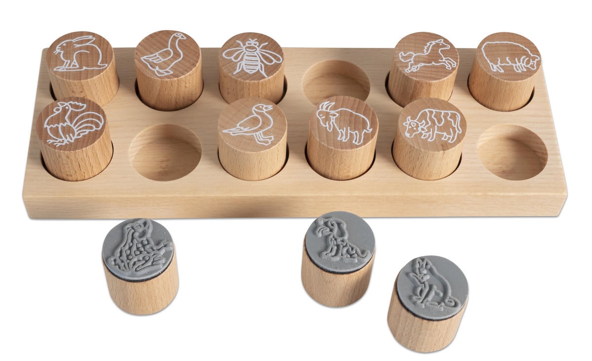 Holzstempel „Woodies“, 12 Stück im Set