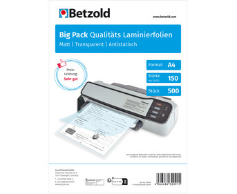 Betzold Laminierfolien DIN A4 150 mic 500 Stück