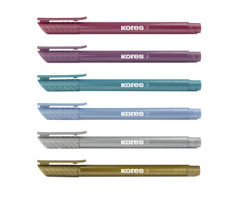 Kores® Fasermaler Style Brush Marker Metallic 6 Stück