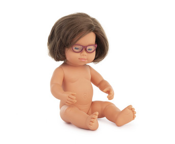 Baby Puppe mit Brille