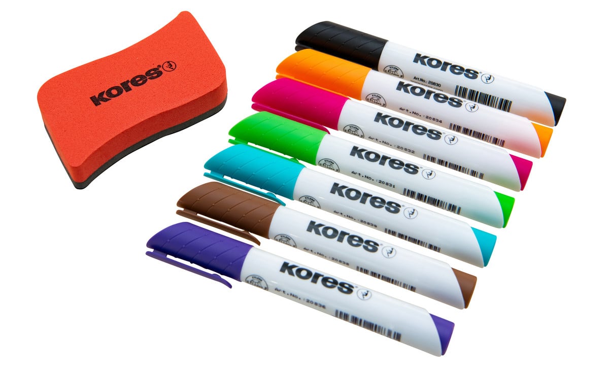 Kores® Whiteboard-Marker-Set mit magnetischem Schwamm