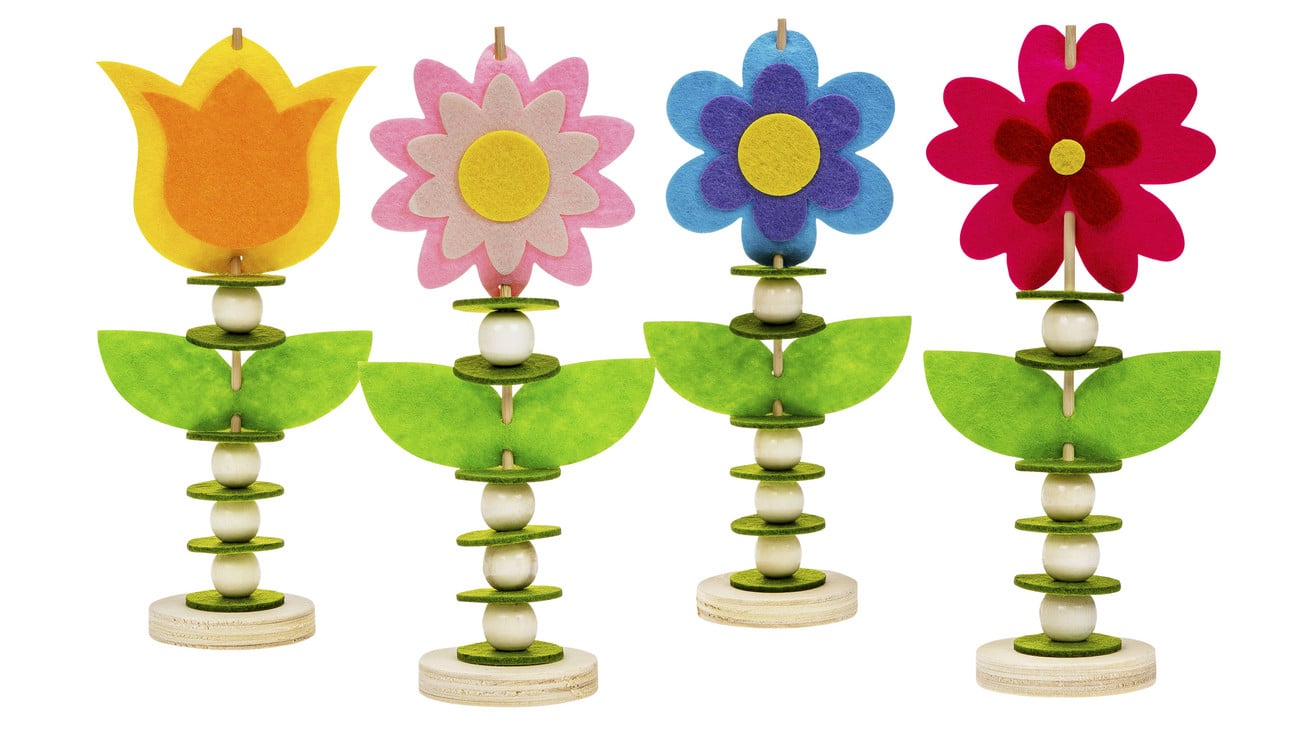 SUNNYSUE Bastelset „Filzblumen“, 4er-Set