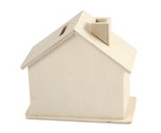 Spardose Hausform blanko aus Holz 5 Stück 2