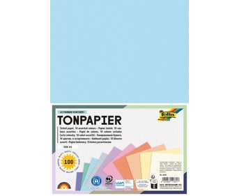 folia Tonpapier Pastell 130 g/m² DIN A4 100 Blatt 10 Farben