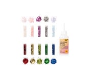 Bio Glitter Set Flocken 10 Dosen + 1 Deko Kleber 1