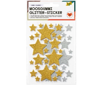 folia Moosgummi Glitzer Sticker Sterne 100 Stück