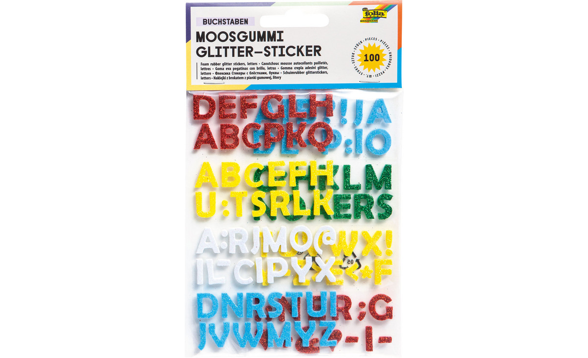 Moosgummi-Glitzer-Sticker „Buchstaben“, 200 Stück
