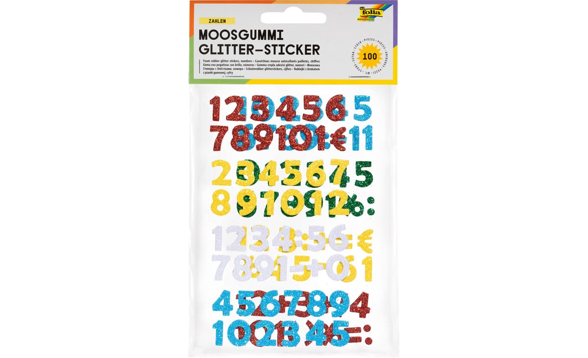 Moosgummi-Glitzer-Sticker „Zahlen“, 200 Stück