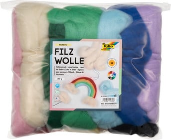 folia Filzwolle Regenbogen 12 Farben 350 g