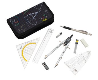 Geometrie Set mit Zirkel im Etui 11 teilig