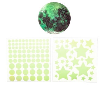 Nachtleuchtende Wandsticker Mond und Sterne