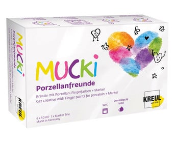 KREUL MUCKI Porzellanfreunde Set mit Porzellan Fingerfarben + Marker