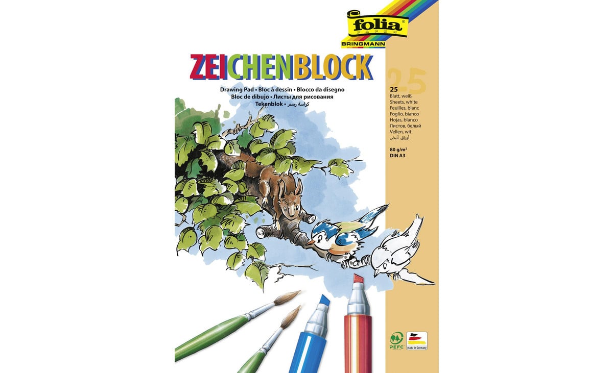 Zeichenblock, 80 g/m², DIN A3, 2 Stück mit je 25 Blatt