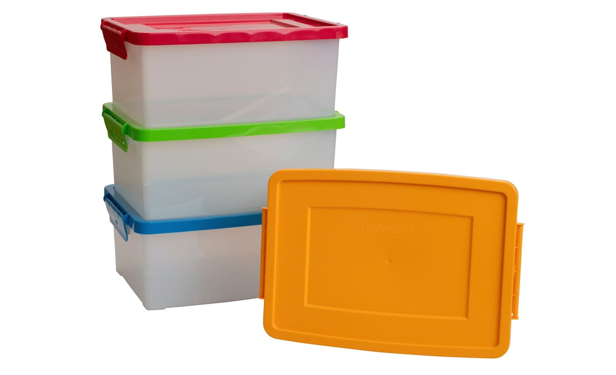 Betzold Aufbewahrungsbox, 16 x 39,5 x 27,5 cm, weiß-transparent, Grundfarben