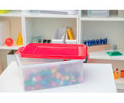Betzold Aufbewahrungsbox 16 x 39 5 x 27 5 cm weiß transparent Grundfarben 6