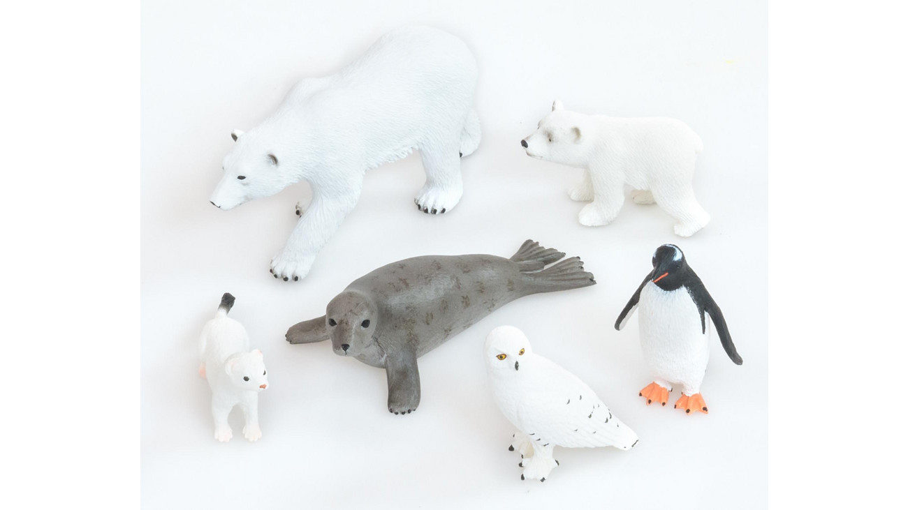 6x Lebensechte Solide Weiß Polar Tiere Figuren Arktischen Wildlife Tier 
