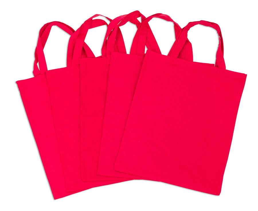 Westford Mill Baumwolltaschen, farbig, 5 Stück, Farbe: rot