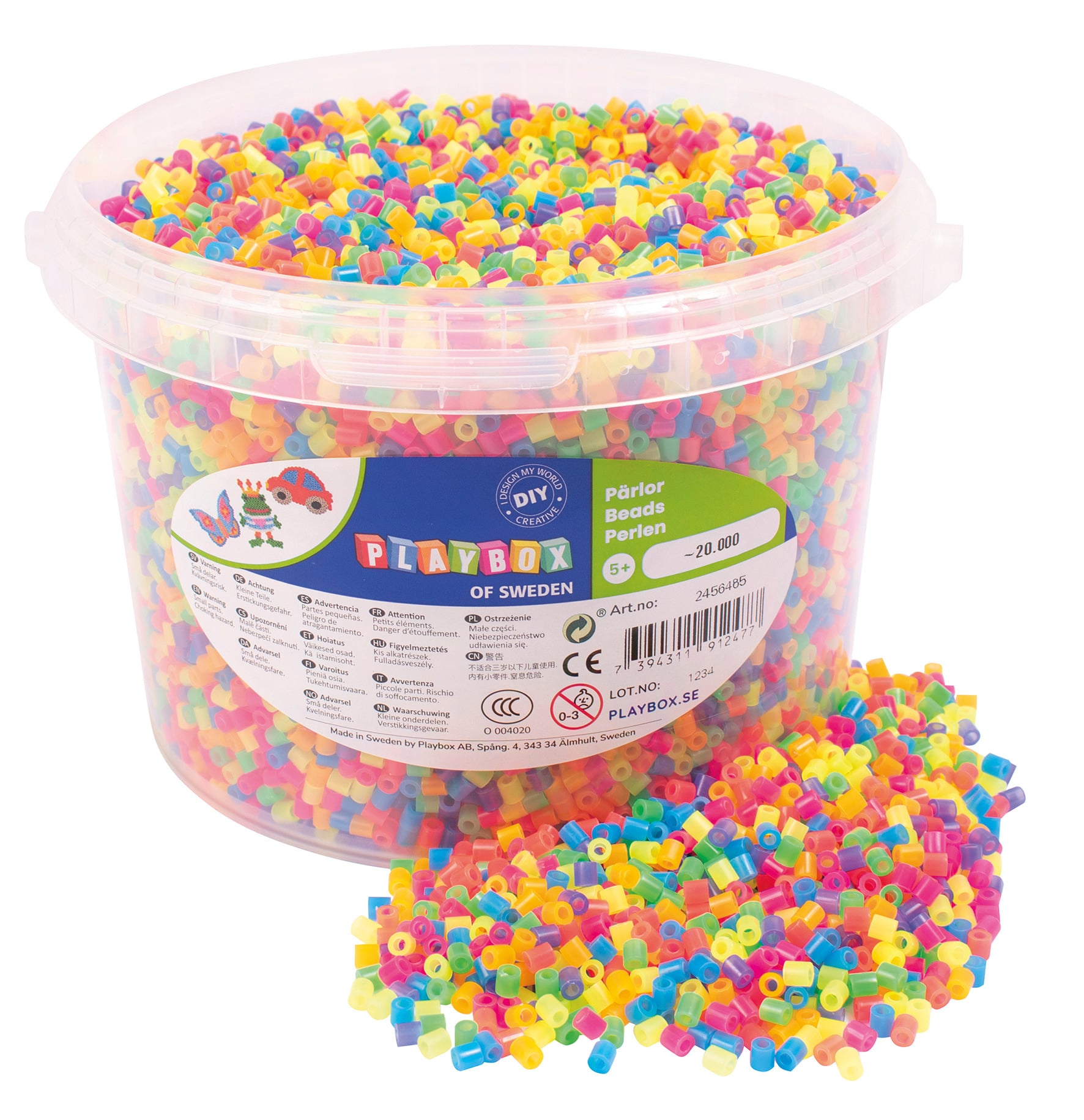 PLAYBOX Midi-Bügelperlen, 20.000 Stück, Farbe: neon