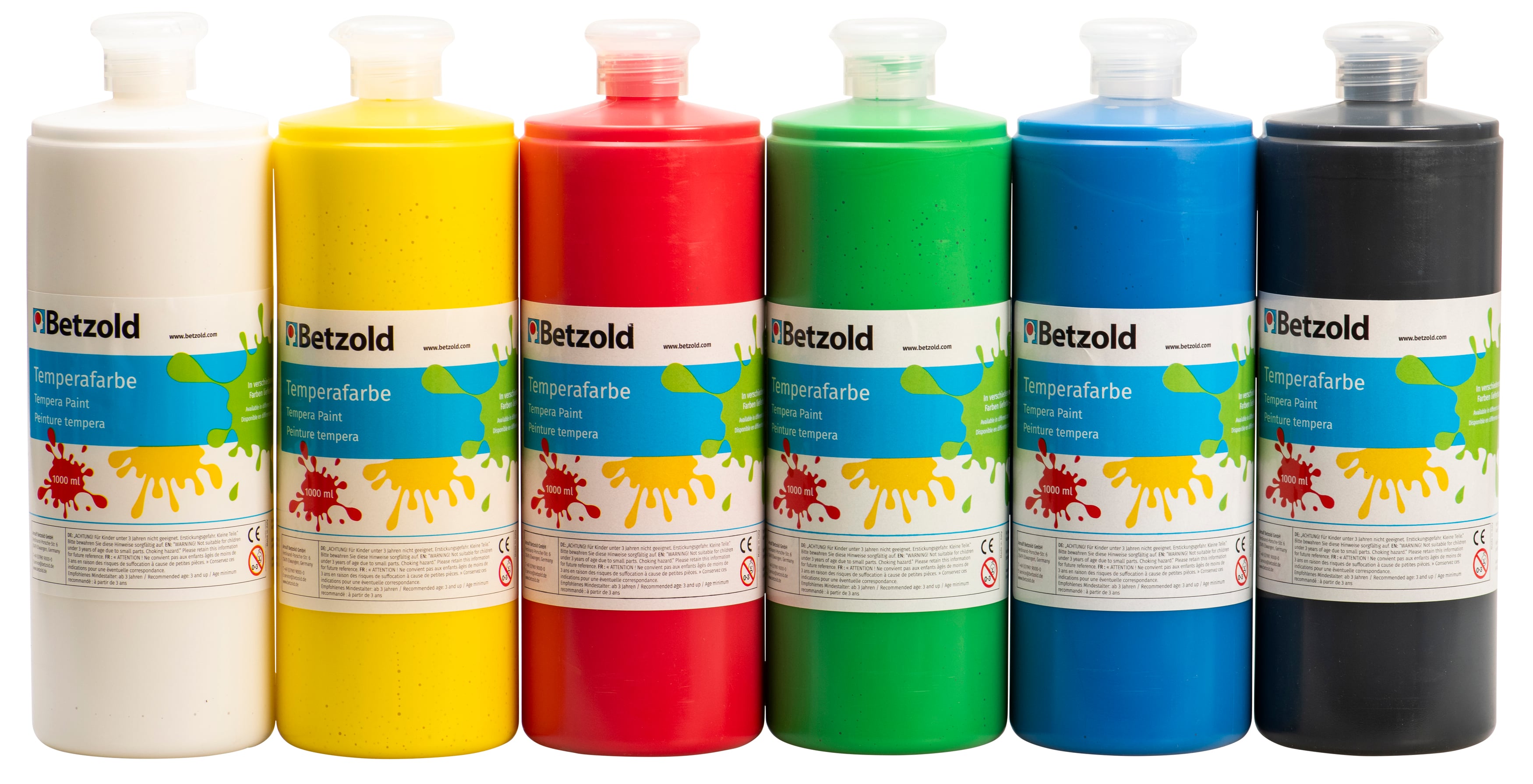 Betzold Temperafarben, 6er-Set, Farbe: Grundfarben