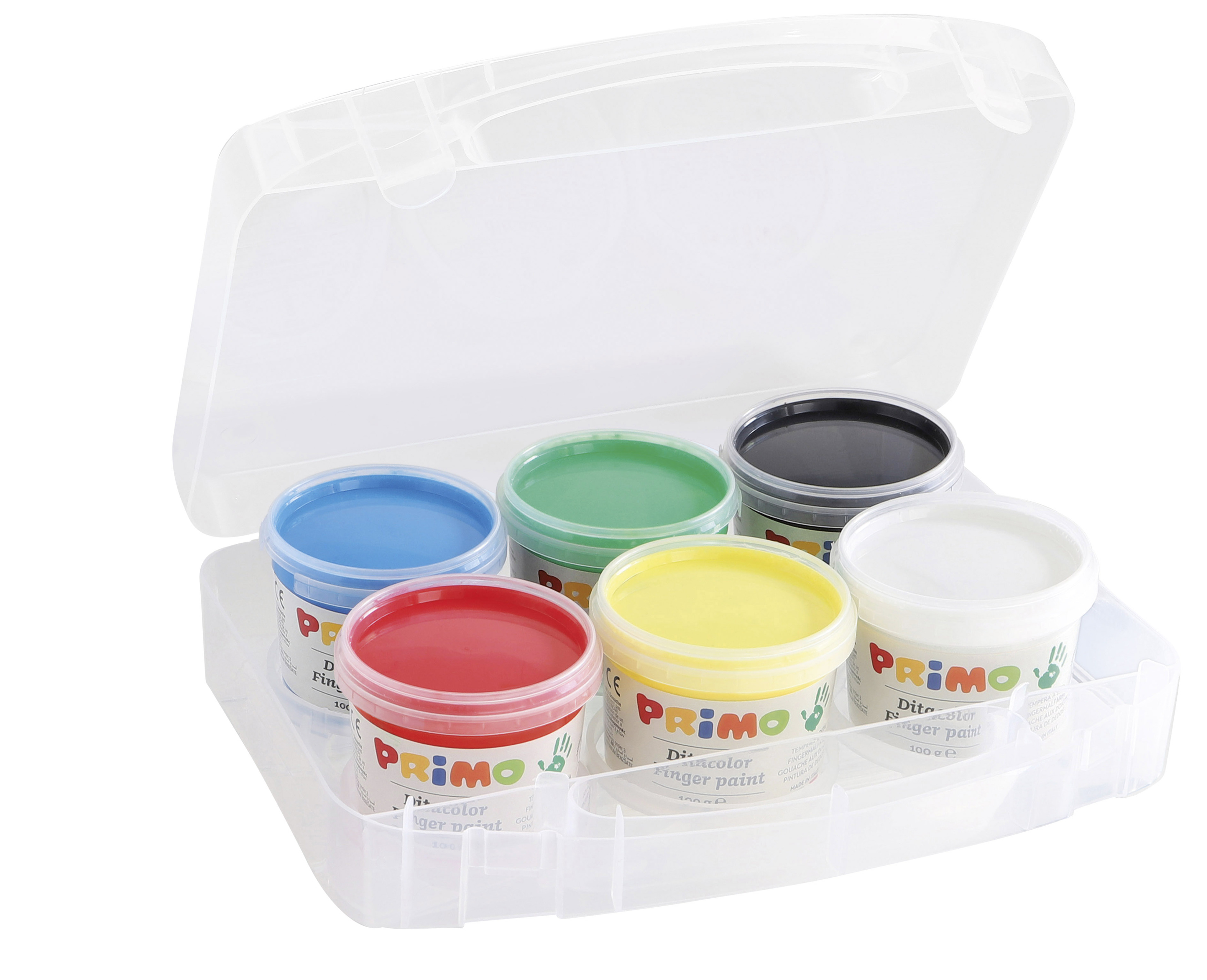 PRiMO Fingermalfarben, 6x 100 ml, Farbe: Grundfarben
