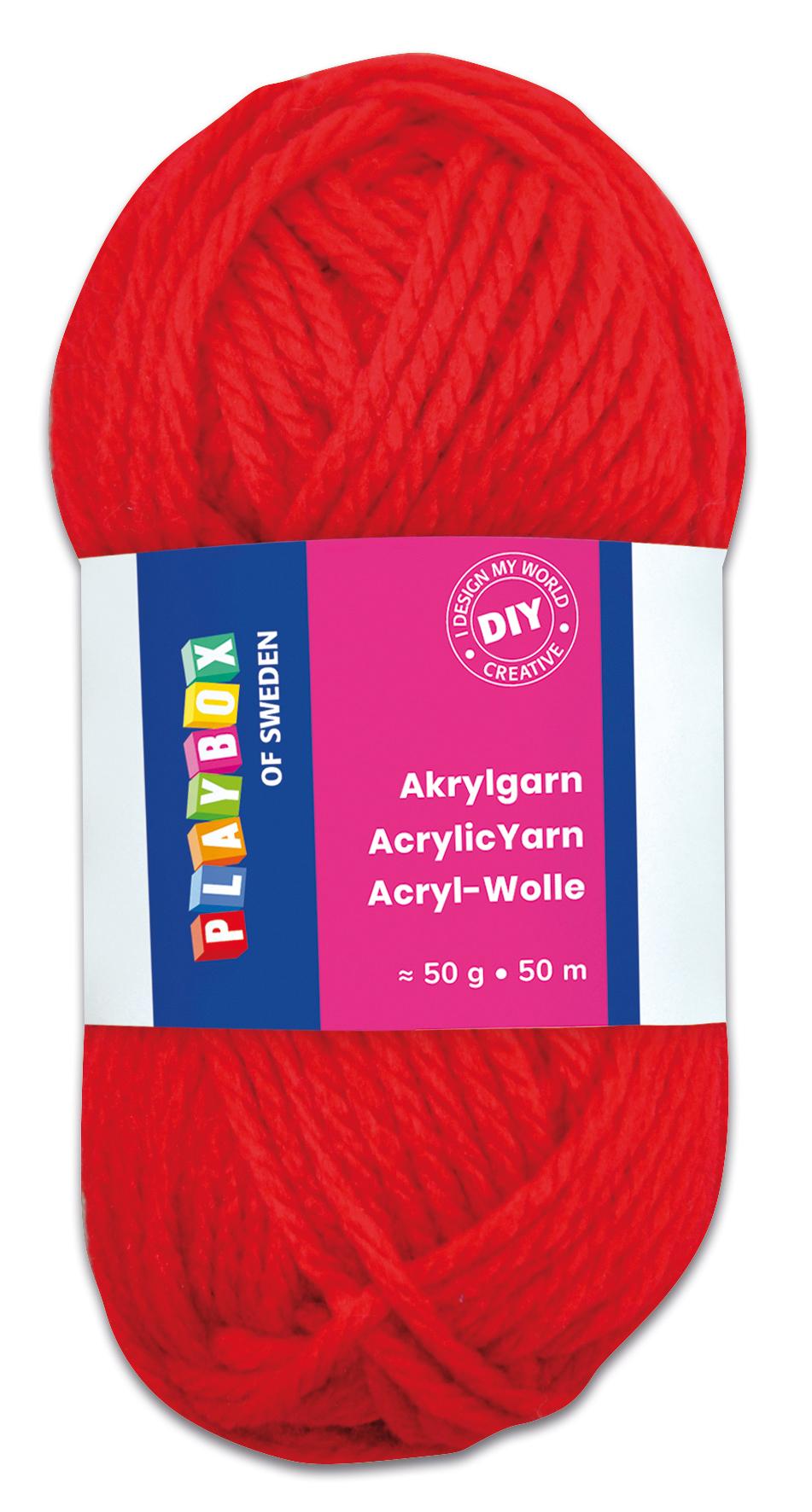 PLAYBOX Acrylwolle, 50 g, Farbe: rot, Setgröße: 1 Stück