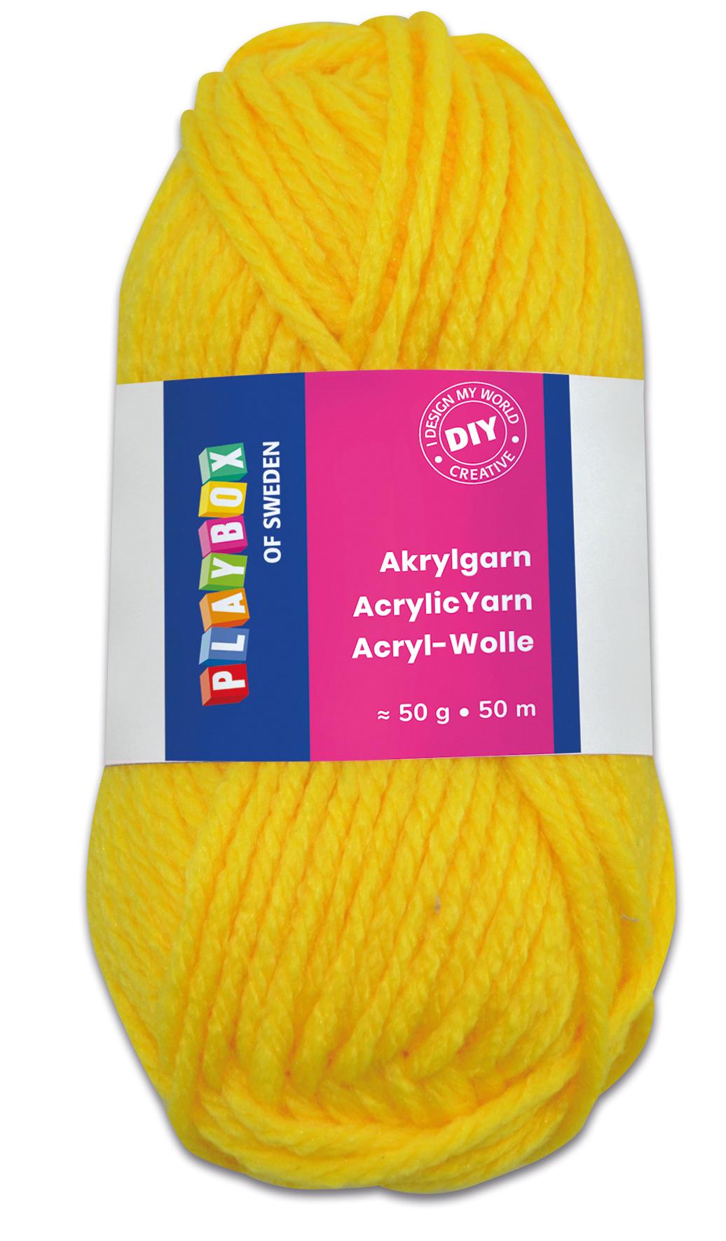 PLAYBOX Acrylwolle, 50 g, Farbe: gelb, Setgröße: 1 Stück