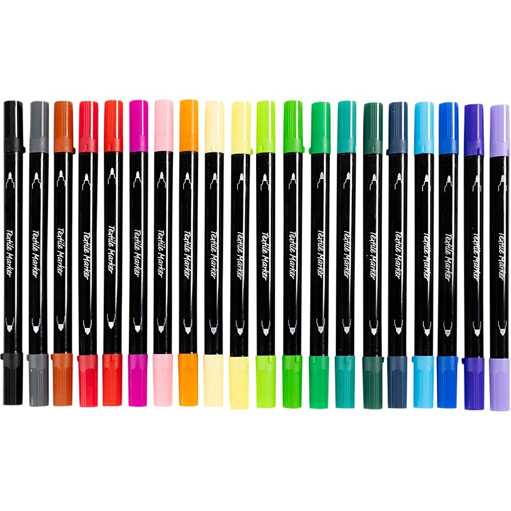 creativ company Textilmalstifte Duo, 20 Stück, Farbe: bunt