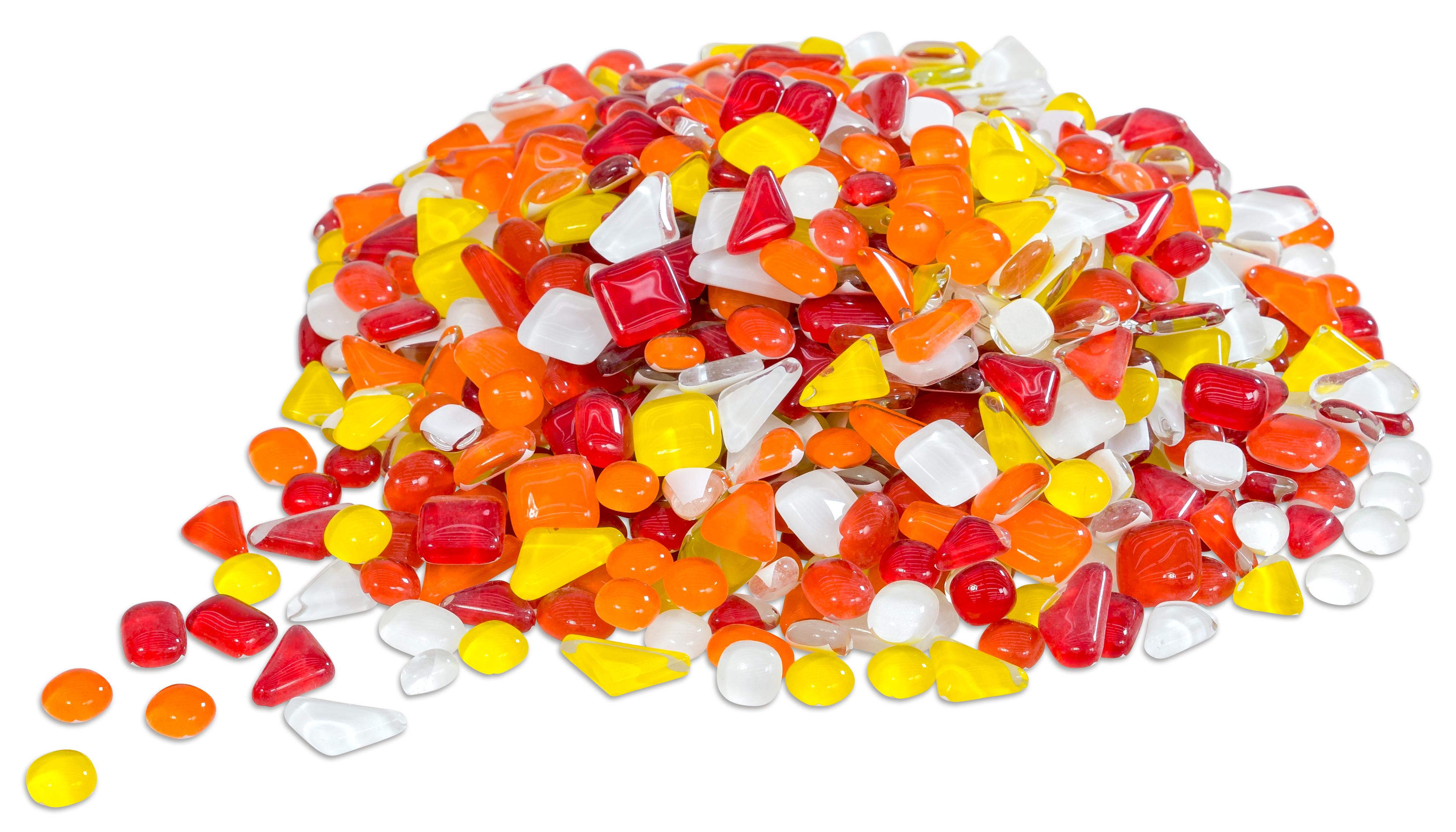 Mosaiksteine Softglas, 200 g, Farbe: rot/gelb