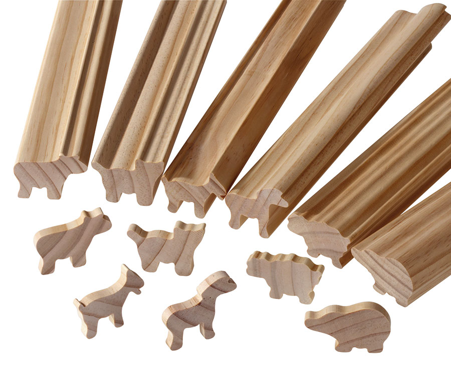 EDUPLAY Holzstangen zum Selbstabsägen, Ausführung: Bauernhoftiere