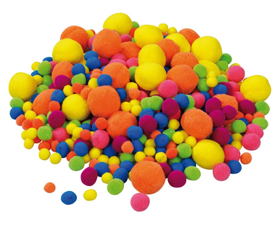PLAYBOX Neon-Pompon-Bälle, 500 Stück