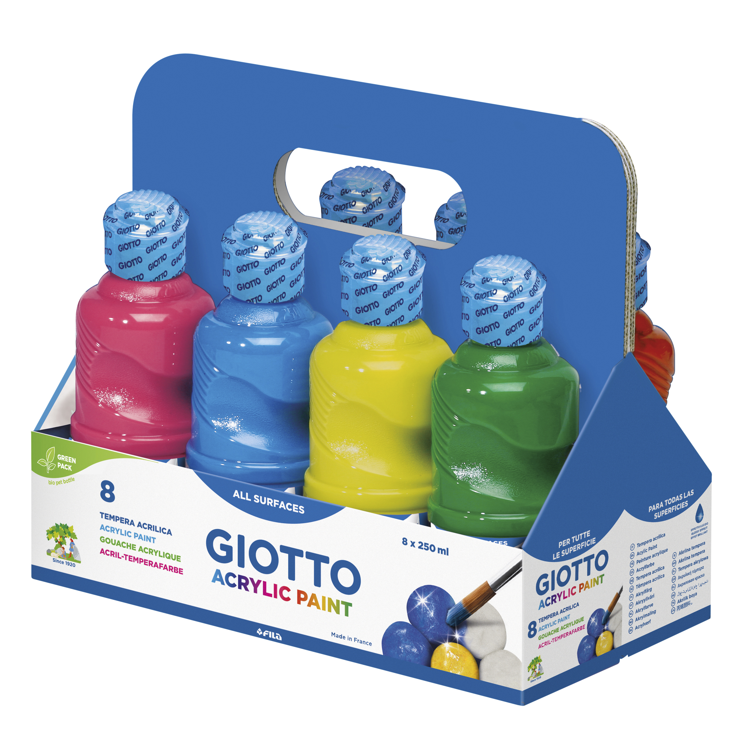 GIOTTO Acrylfarben-Set, je 250 ml, 8 Stück
