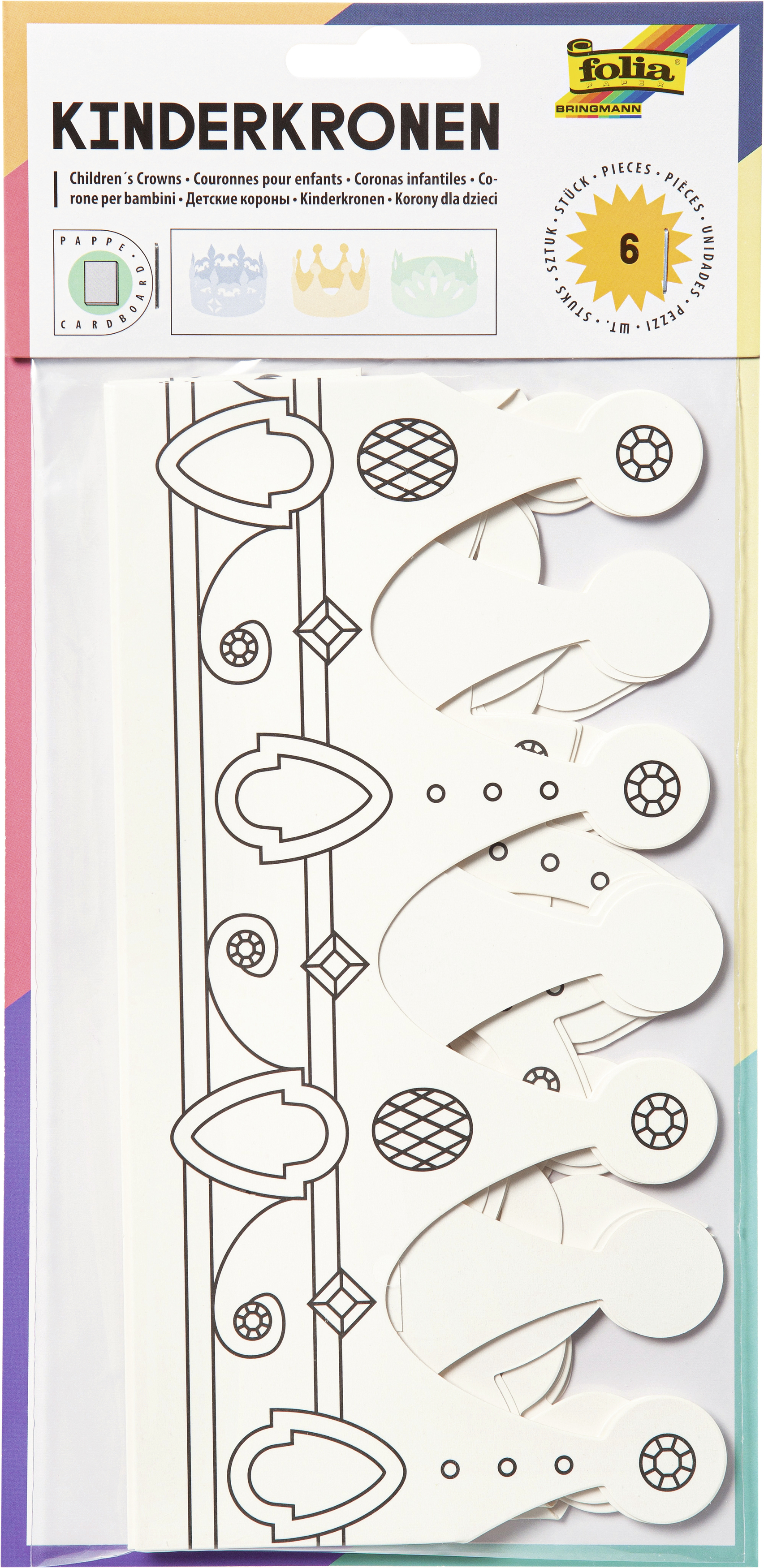 folia Kinderkronen-Bastelset mit 6 Kronen