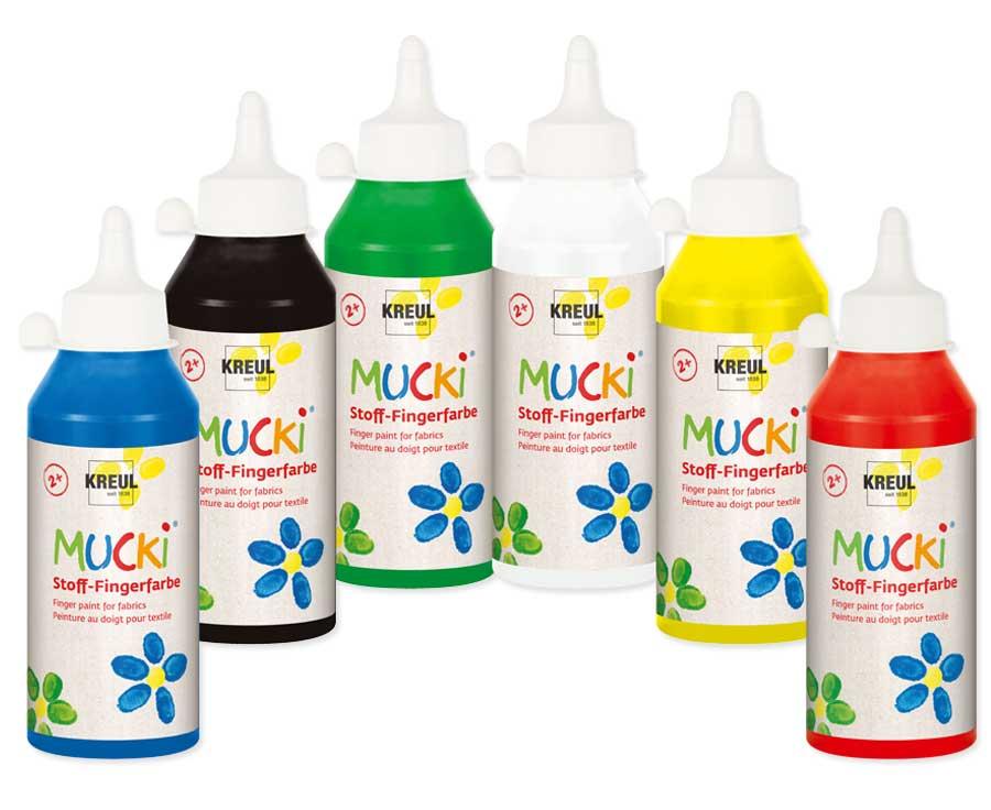 Kreul Stoff-Fingerfarben, 250 ml, 6er-Set