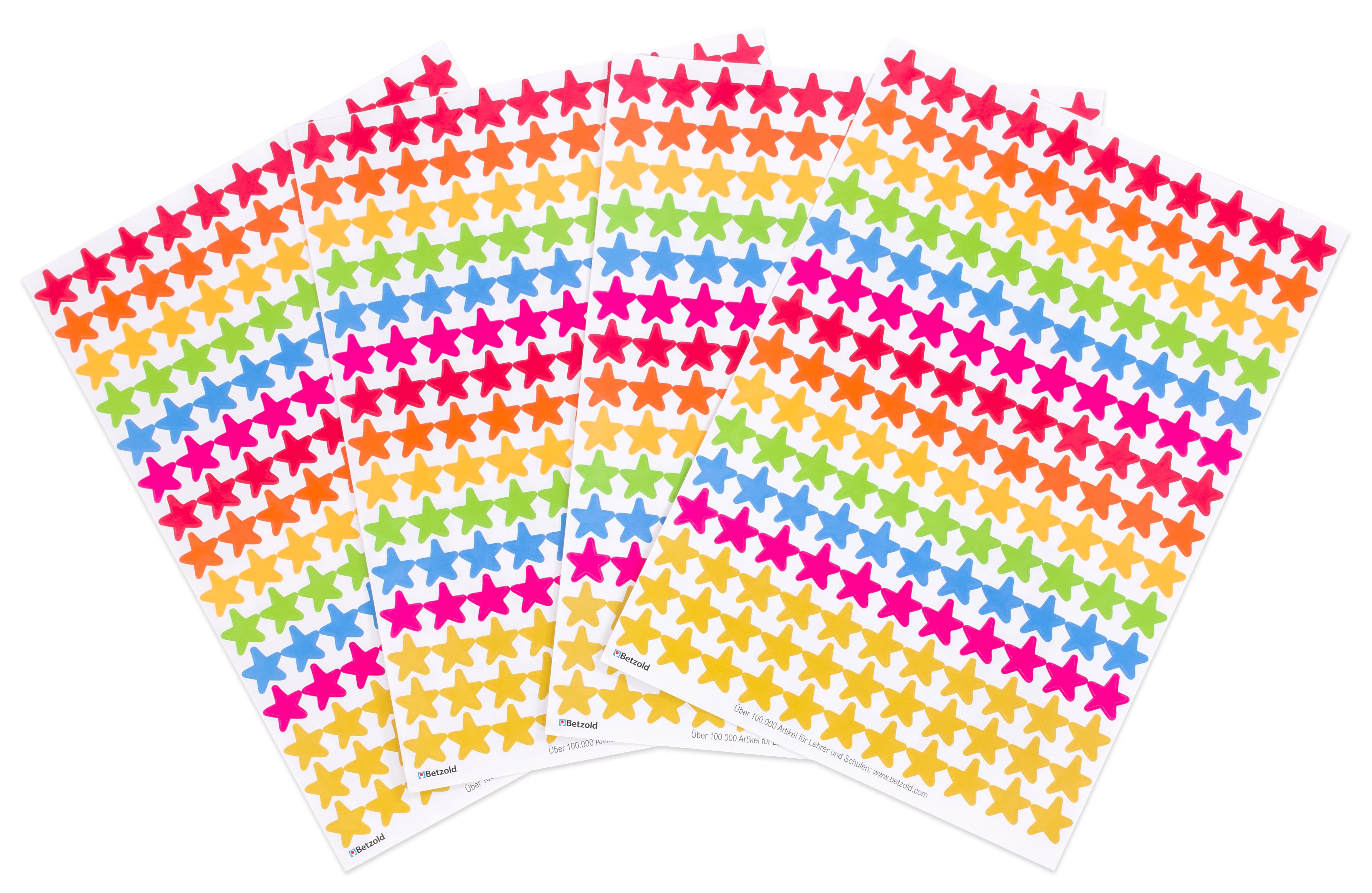 Betzold Belohnungssticker, Design: bunte Sterne, Setgröße: 8 Bogen