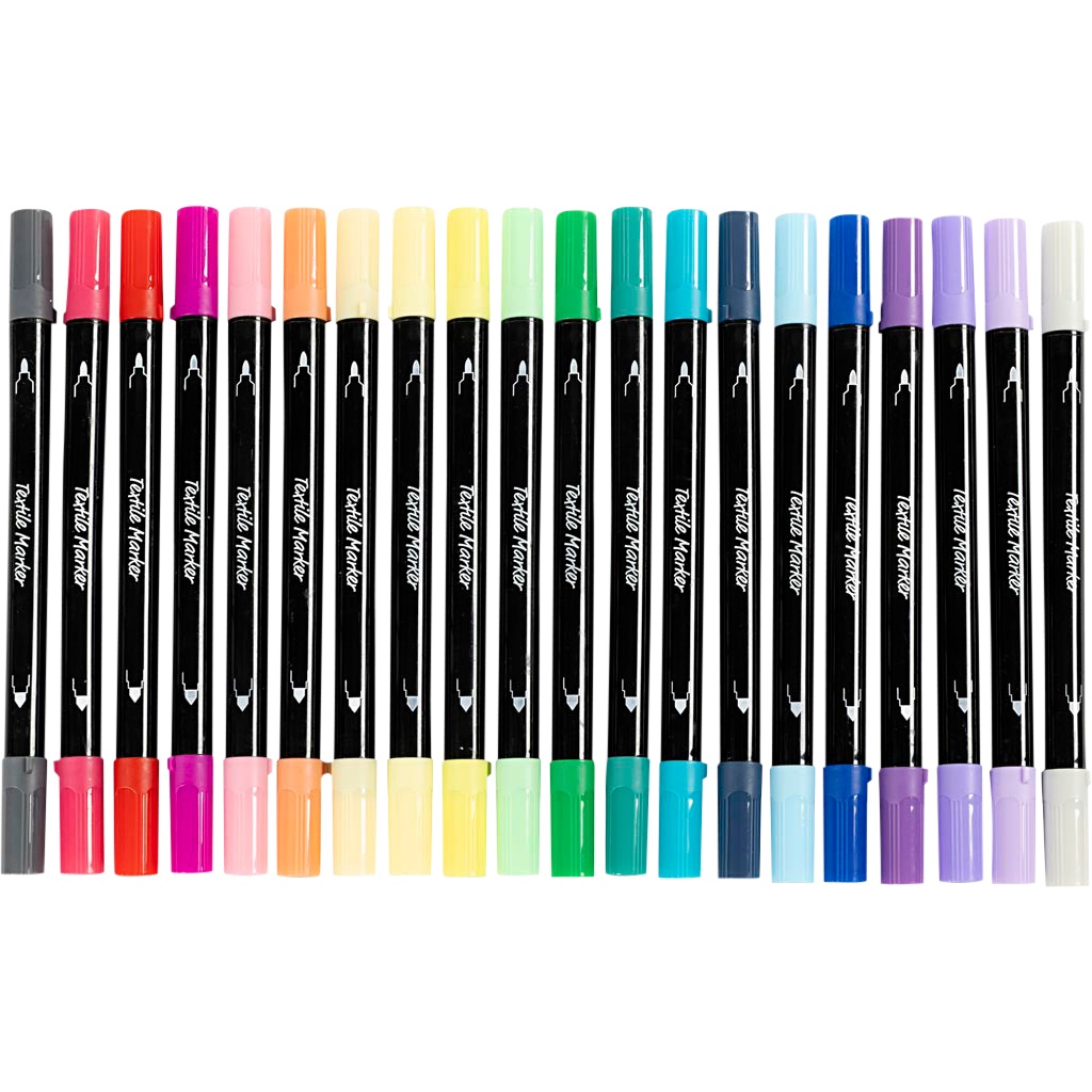 creativ company Textilmalstifte Duo, 20 Stück, Farbe: pastell